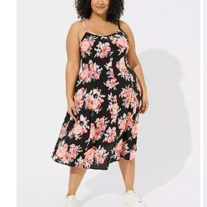 torrid  Midi Challis Sleeveless Trapeze Dress, NICE IKAT FLORAL, Midi 4x